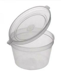 1oz Hinged Clear Plastic Pot with Lid x 50