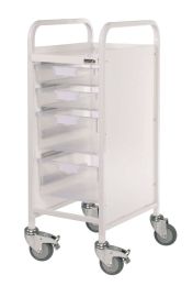 The Sunflower Medical compact medical/storage trolley featuring 3 double green trays