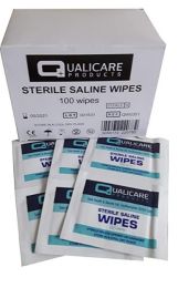 Sterile, alcohol-free saline wipes for cleansing cuts, grazes & wounds. Gentle NaCl 0.9% solution; no sting; individually wrapped.