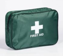 Green Nylon Travel First Aid Kit (Empty), Compact Zip-Up Carry Bags