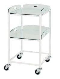 Sunflower DT4 Small Dressing Trolley – Glass‑Effect Safety Trays, White Frame, 2 Trays (46 cm Wide)