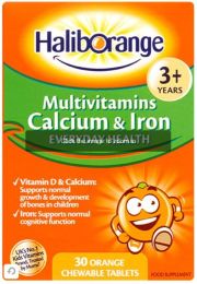Haliborange Kids Multivitamins Calcium & Iron 3+yrs - 30 Orange Flavour Chewable Tablets