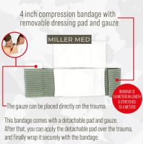 Israeli Emergency Bandage 4″ – Removable Pad & Gauze (AZ-EB-05) | Trauma Dressing