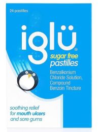 Iglu Sugar Free Pastilles. Soothing Relief for Mouth Ulcers and Sore Gums, 24-count