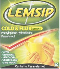 Lemsip Cold & Flu Lemon Sachets – 650 mg Paracetamol Hot Drink