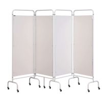 Four Panel Mobile Folding Hospital Ward Screen White
